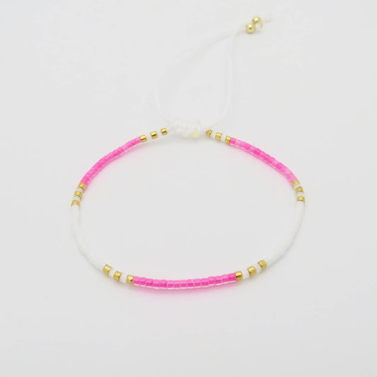 Two Tone Dainty Bracelet - Hot Pink