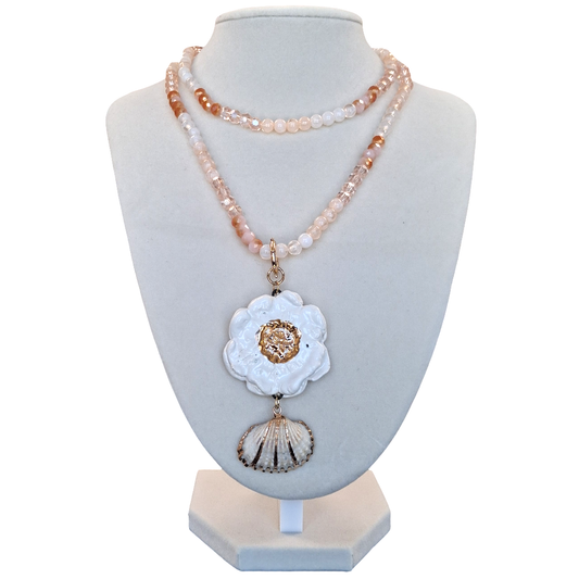 Peach and Pink Gemstone Necklace by Gail Williams