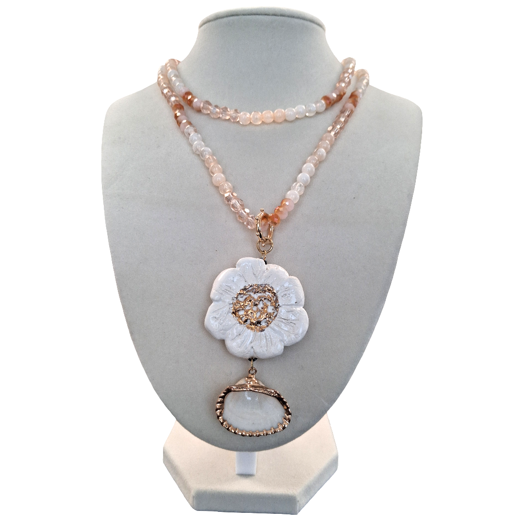 Peach and Pink Gemstone Necklace by Gail Williams