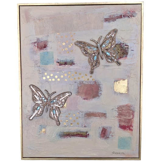 BUTTERFLIES & PIXIE DUST MIXED MEDIA ABSTRACT II by Sydnor Greene