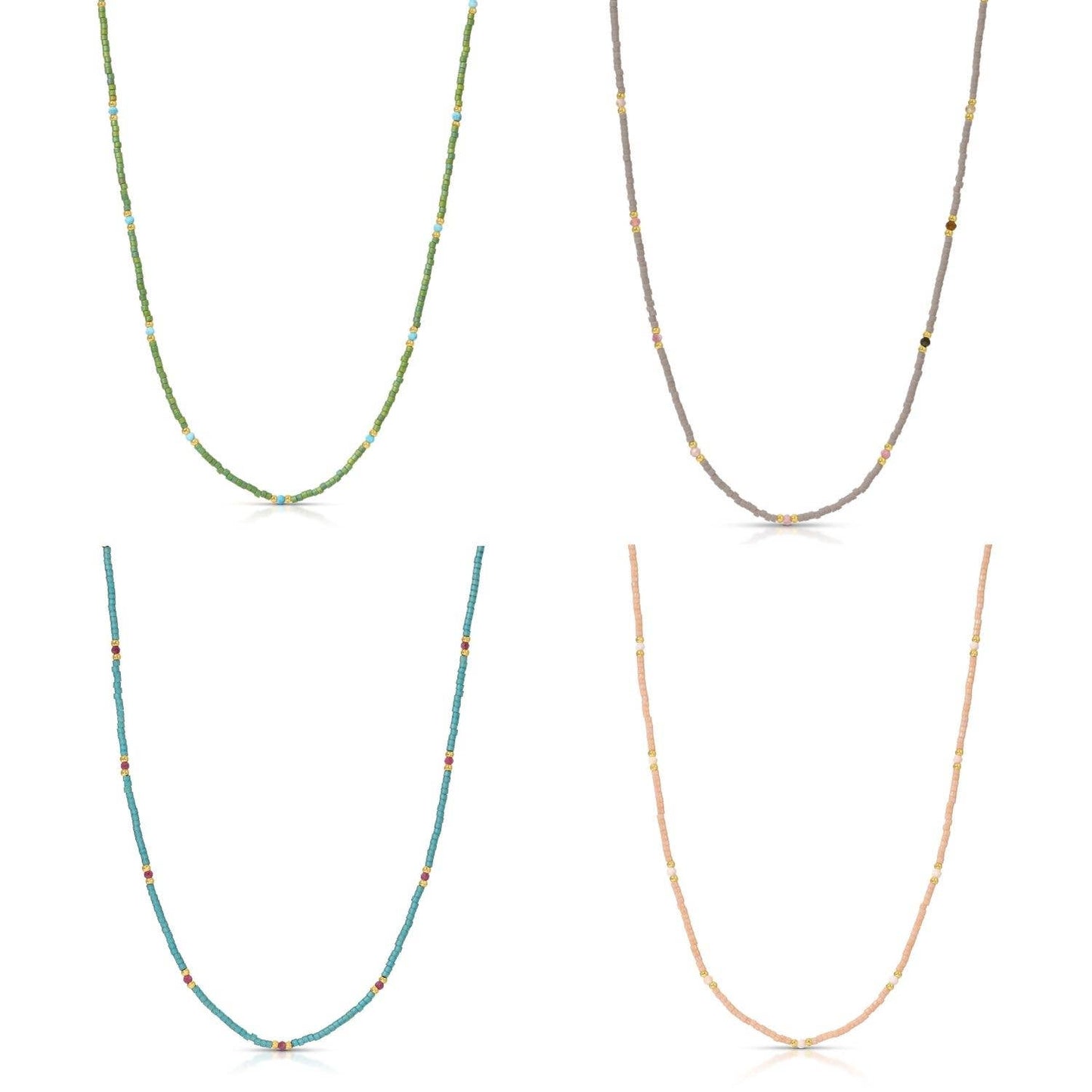 Miyuki Delica and 2mm Stone Necklace - Assorted