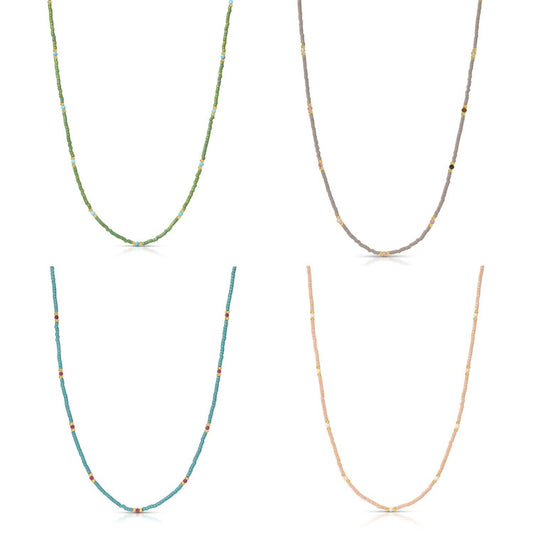 Miyuki Delica and 2mm Stone Necklace - Assorted