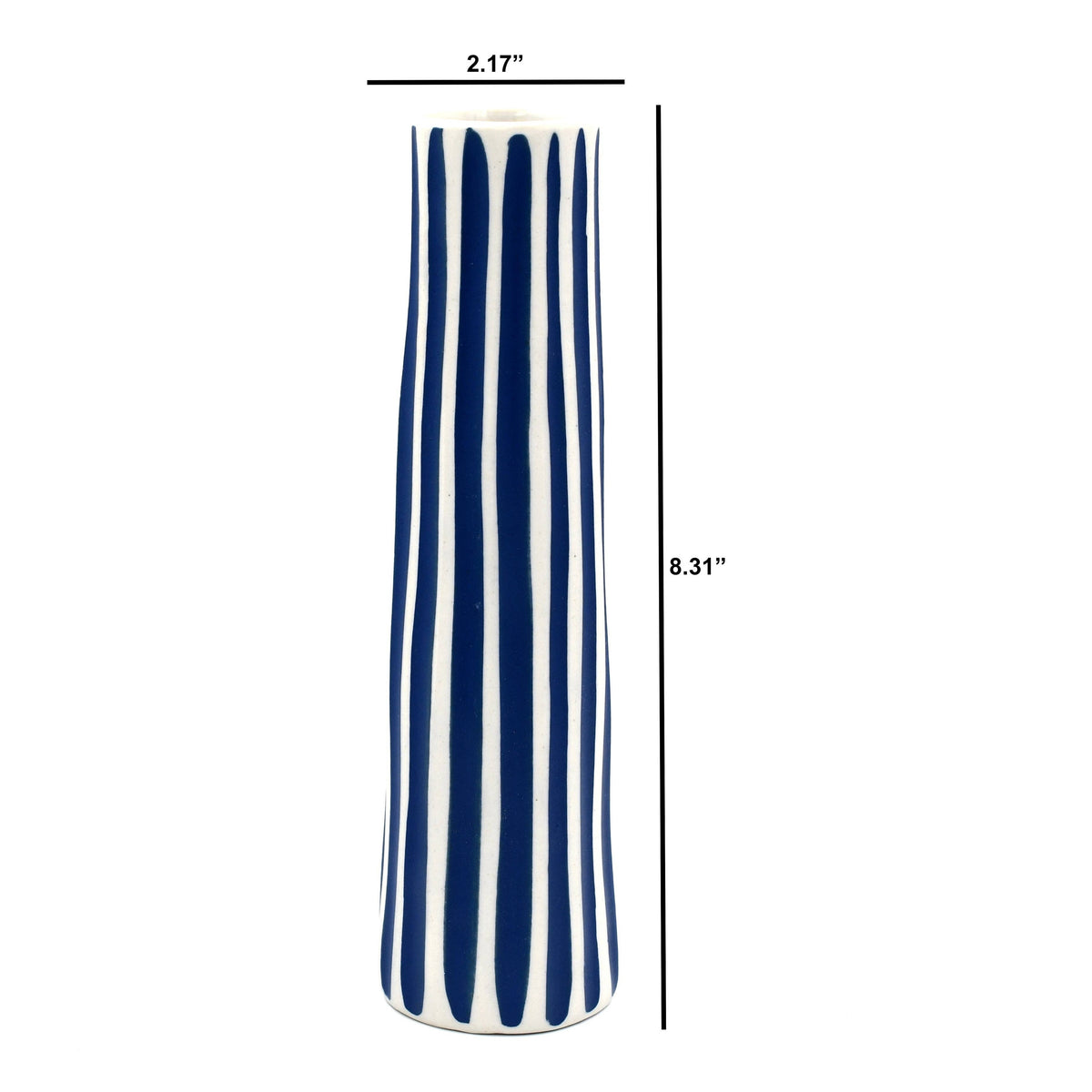 Handcrafted Blue White Striped Porcelain Vase