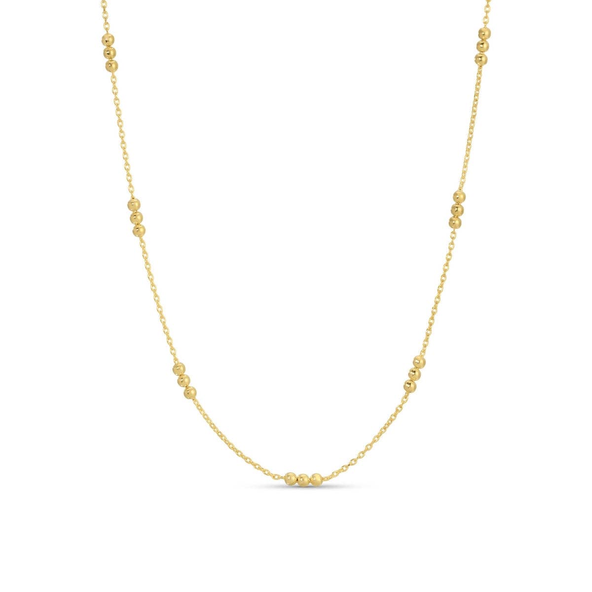 Minimalist Chain Necklace with Trio Bead Clusters