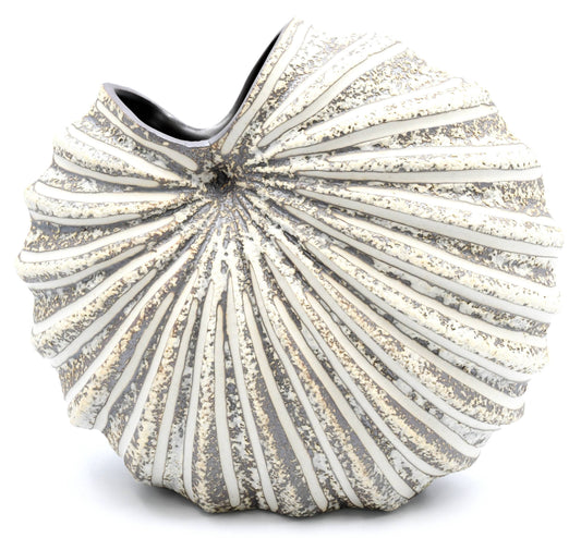 Brown Grey & White Handcrafted Porcelain Shell Vase