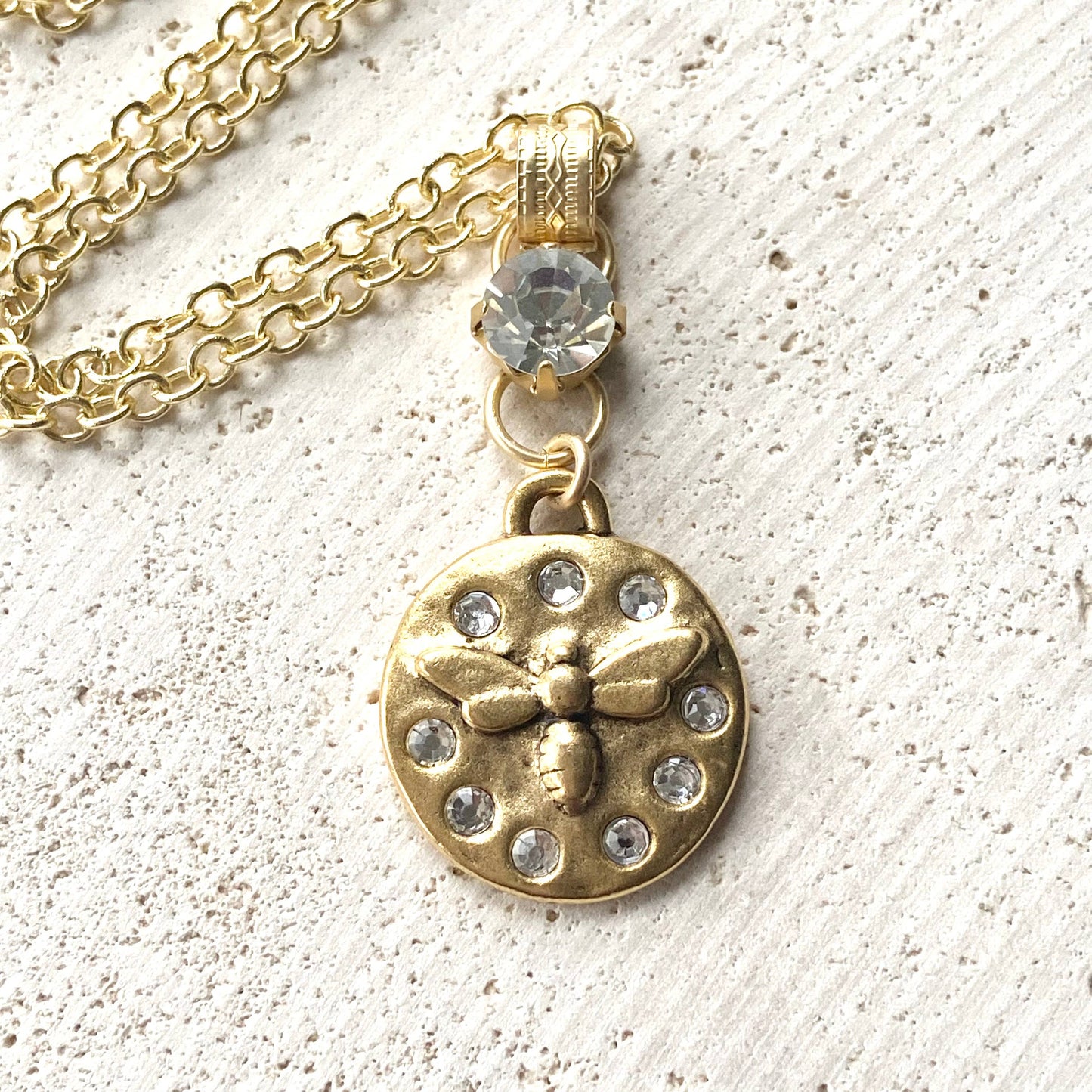 Cross bee serenity cross jewelry  French jewelry  stone