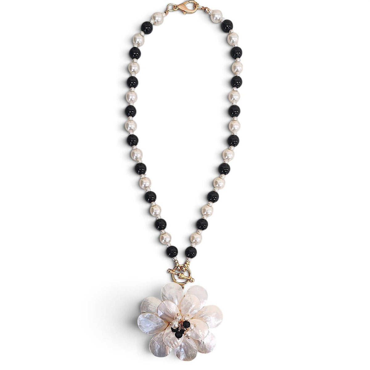 Coastal Mother of Pearl Flower Necklace | Statement Jewelry