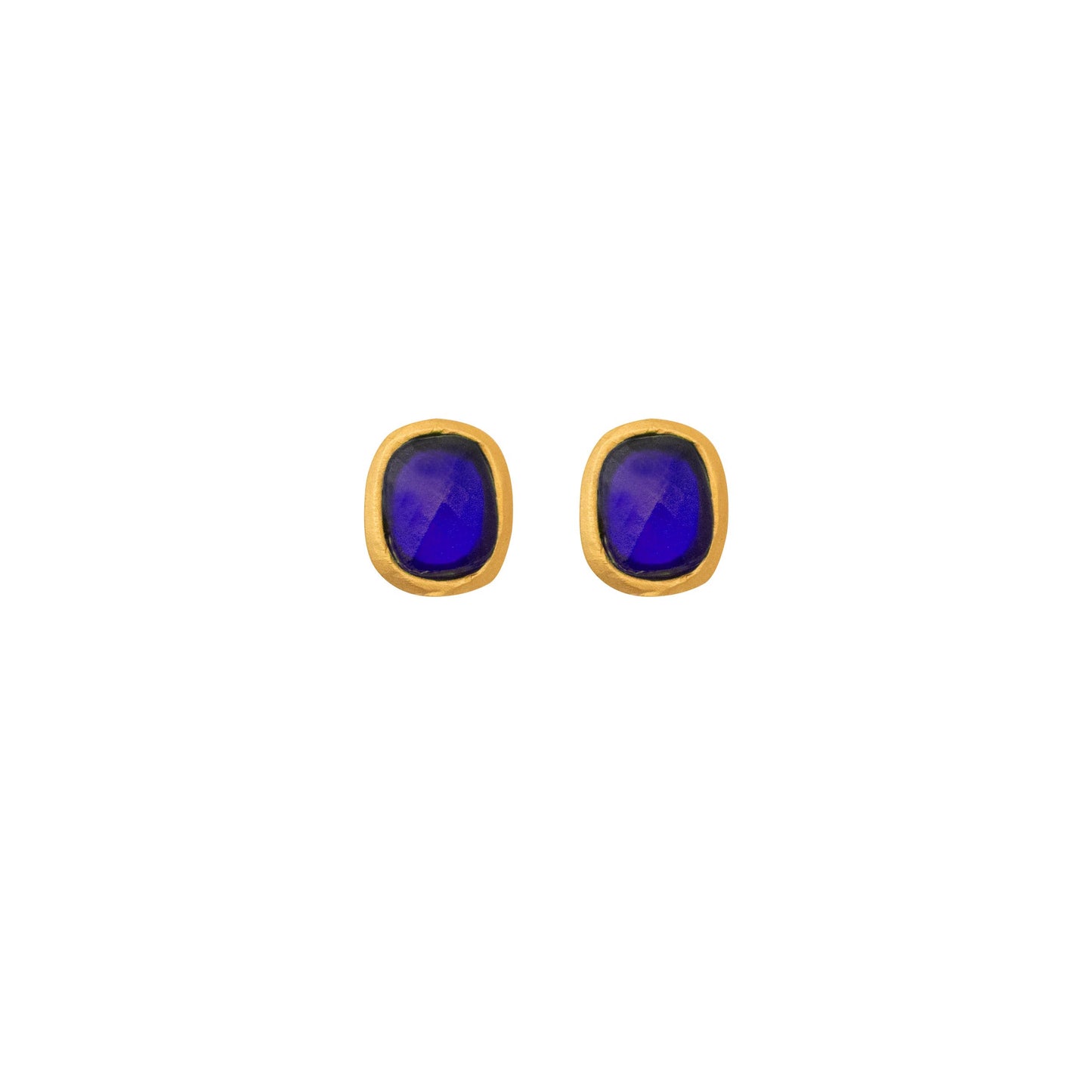 Square Faceted Glass Post Earrings