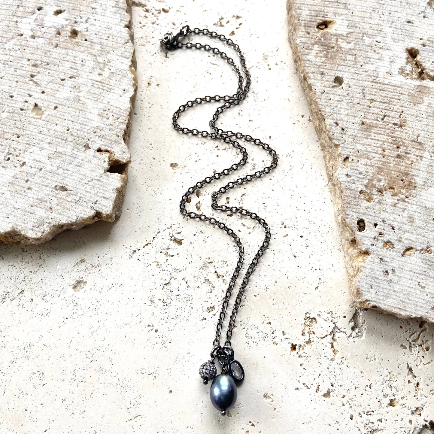 Fresh water pearl cluster necklace ocean coastal jewelry