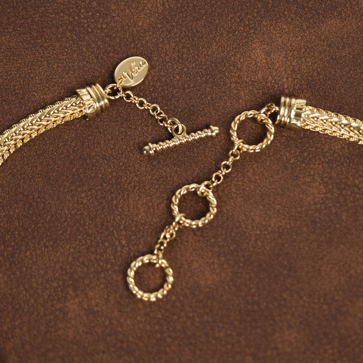 Vintage 18K Gold-Plated Gunmetal Crystal Choker Necklace