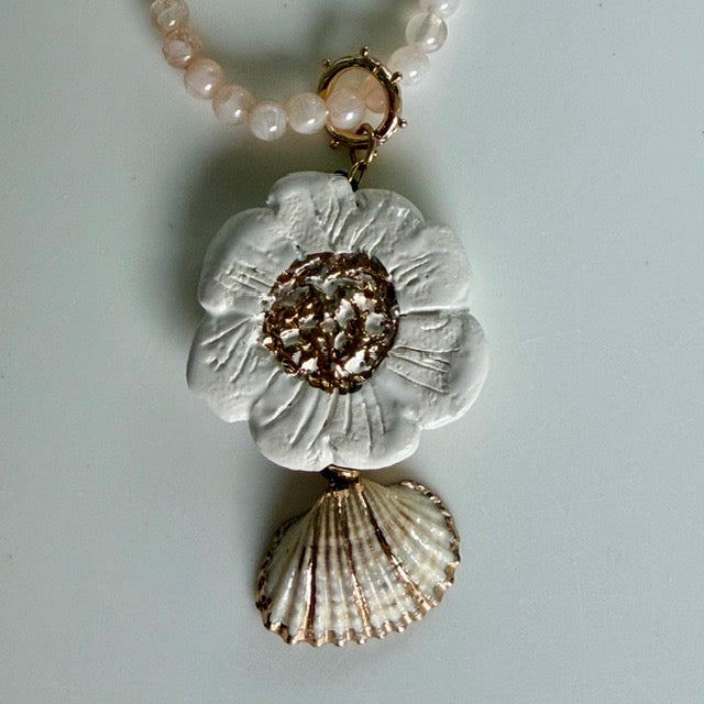 Peach and Pink Gemstone Necklace by Gail Williams