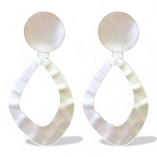 Silver Sculpted Hoop Statement Earrings | Handmade Jewelry