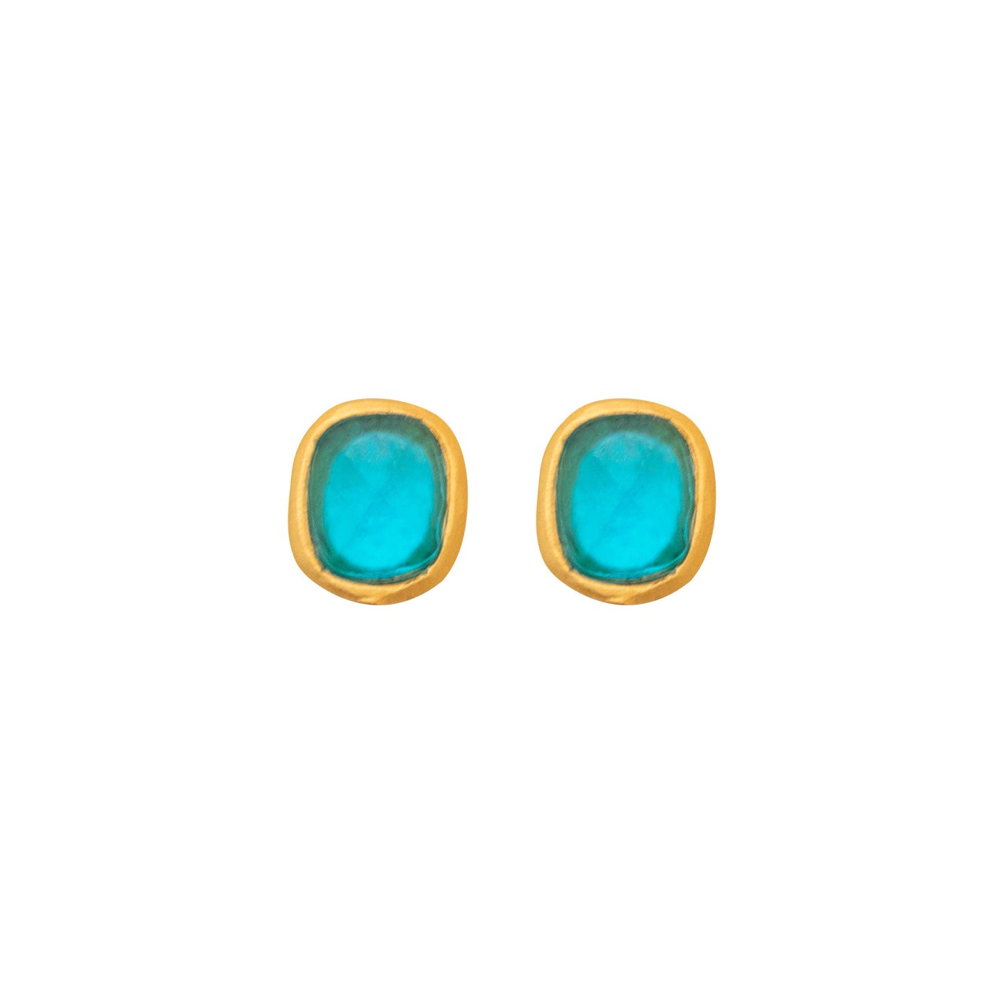 Square Faceted Glass Post Earrings