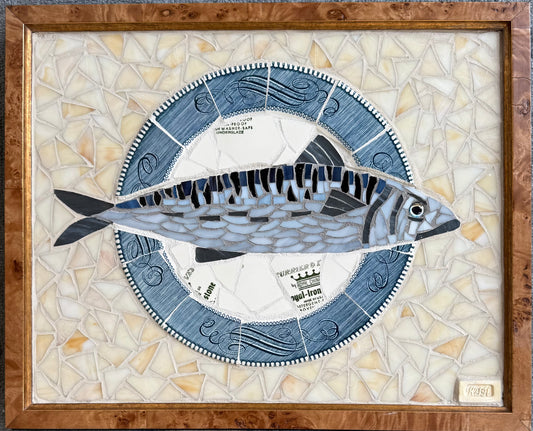 MACKEREL IN BURL FRAME by Kelsie Hornby