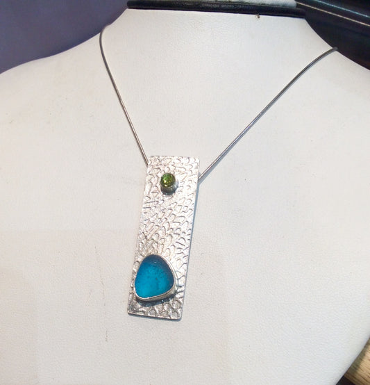 Seaglass Pendant on Sterling Silver