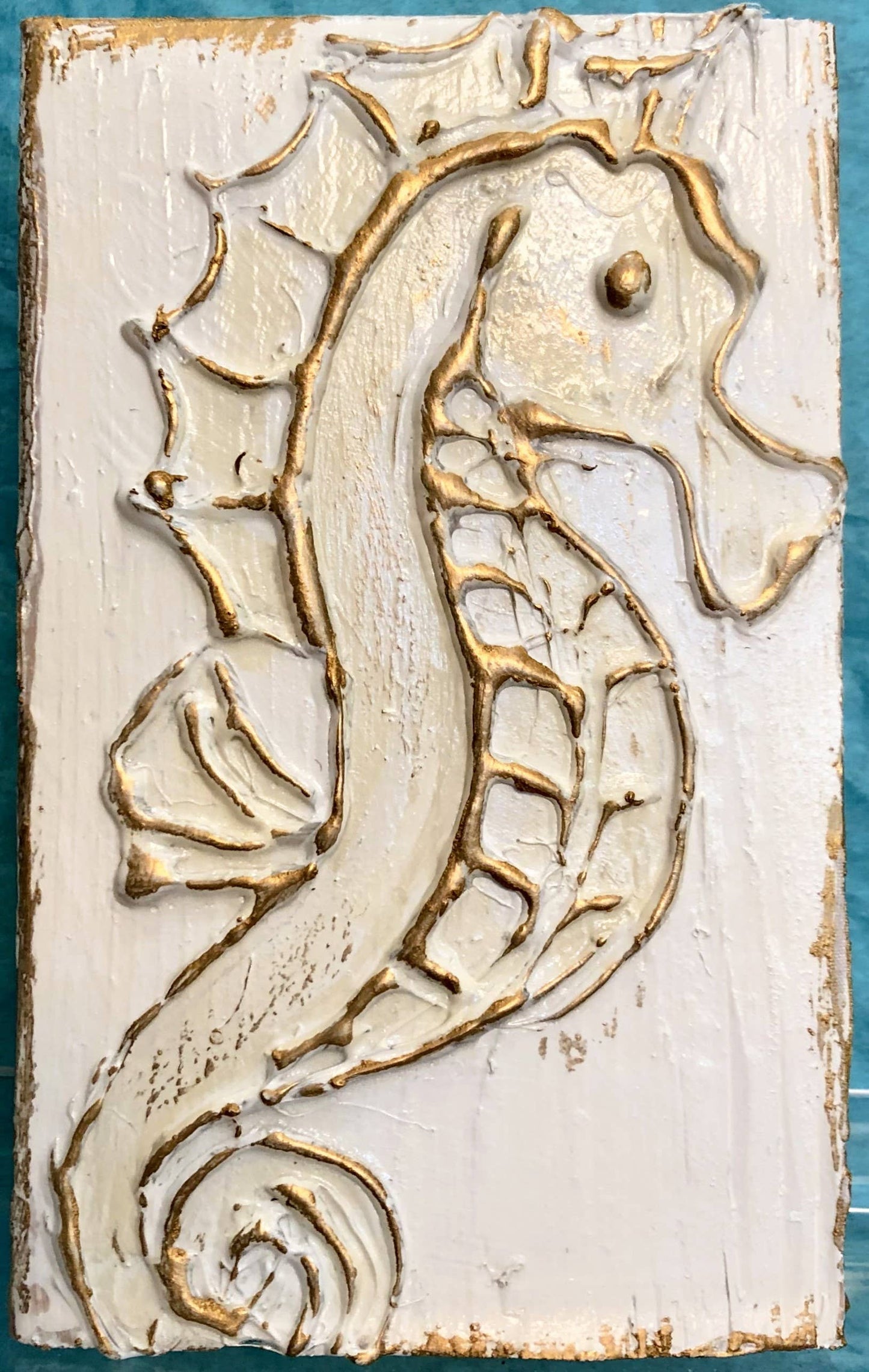Seahorse handmade painted coastal beach nautical