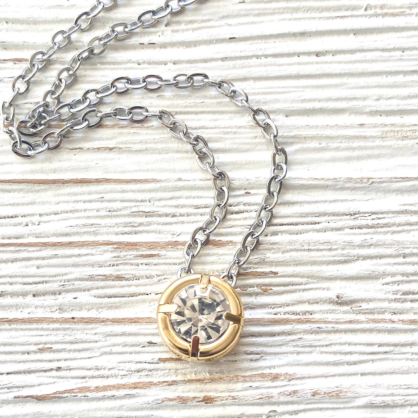 Crystal mixed metal layering necklace