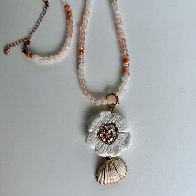Peach and Pink Gemstone Necklace by Gail Williams