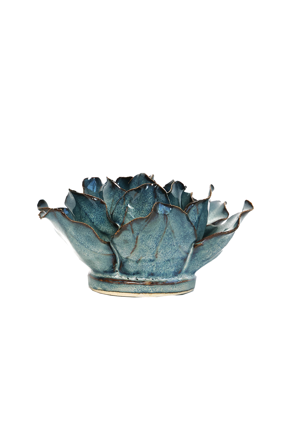 Boho Navy Stargazer Lily Ceramic Flower Wall Art