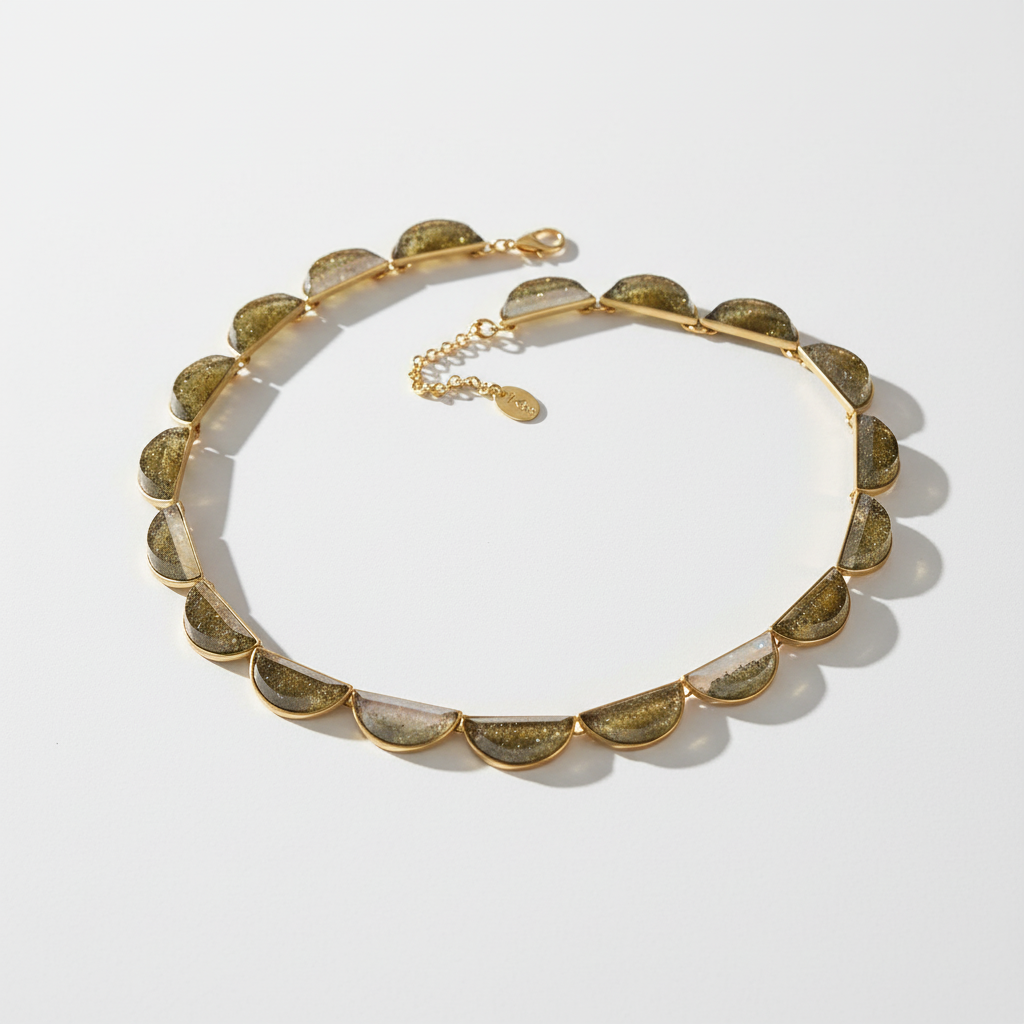 Vintage 18K Gold-Plated Geometric Natural Crystal Necklace