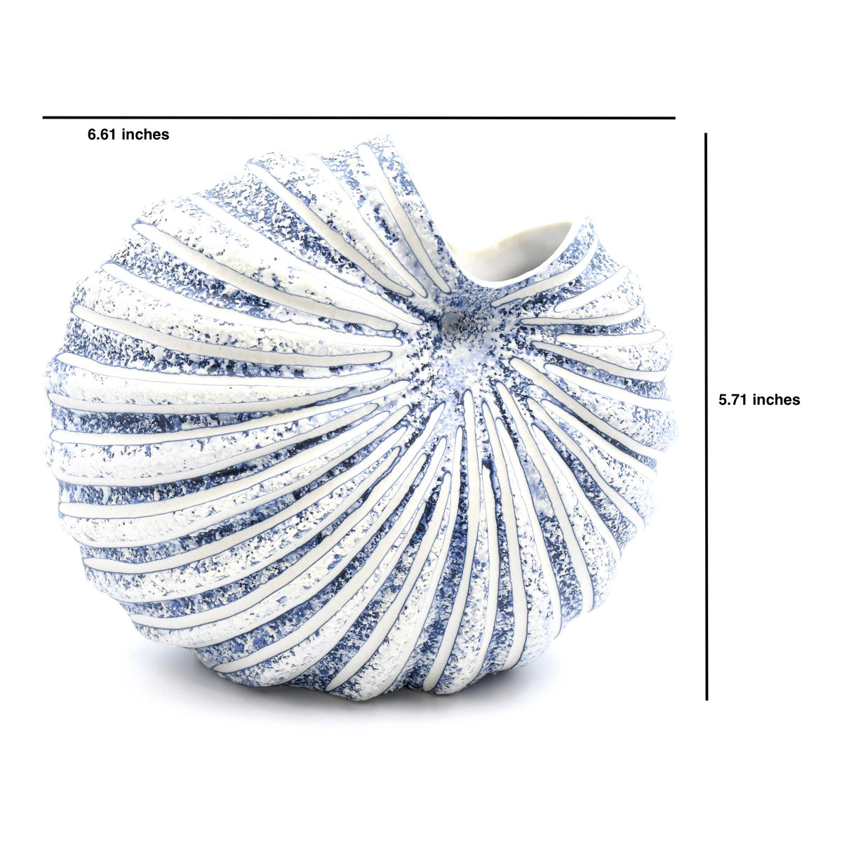 Handcrafted Blue White Shell Porcelain Vase 5.75"