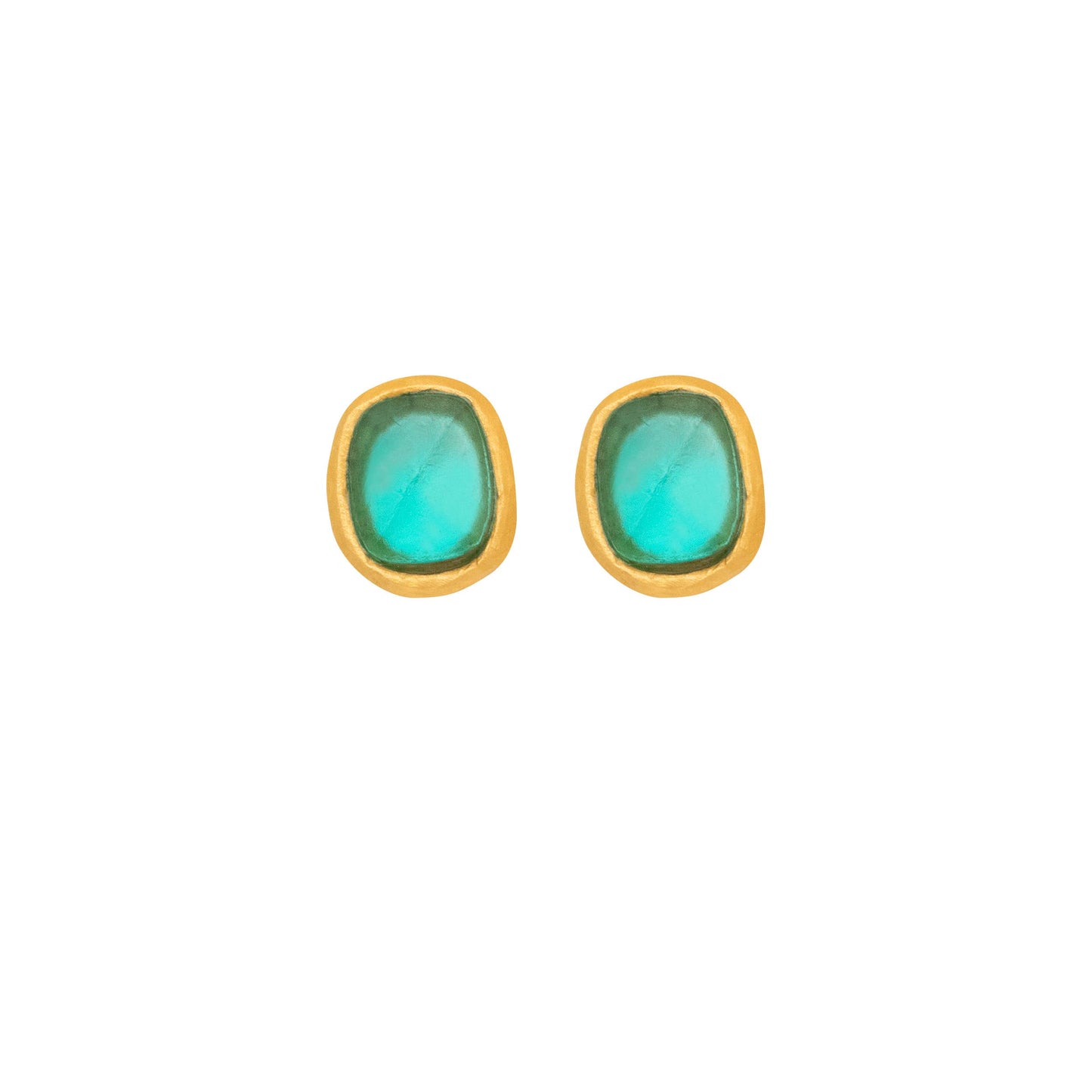 Square Faceted Glass Post Earrings
