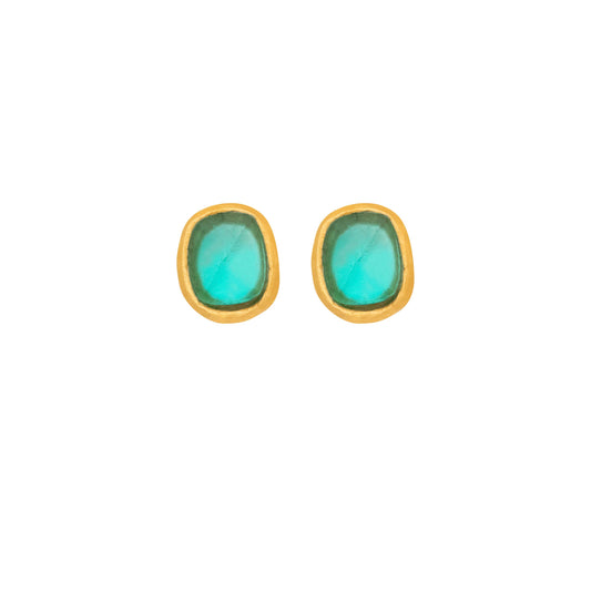 Square Faceted Glass Post Earrings