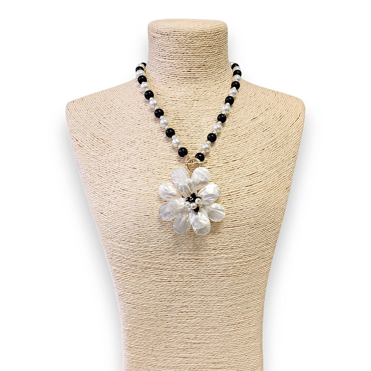 Coastal Mother of Pearl Flower Necklace | Statement Jewelry