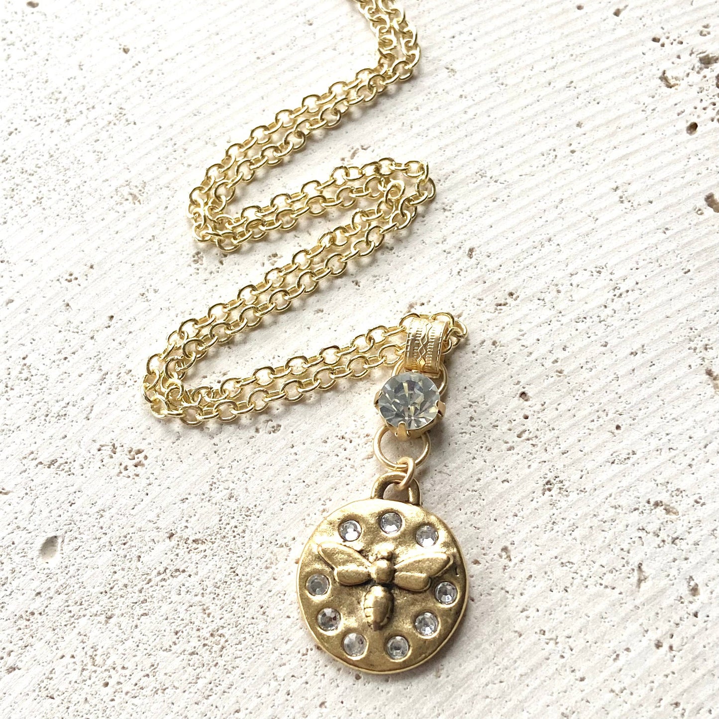 Cross bee serenity cross jewelry  French jewelry  stone