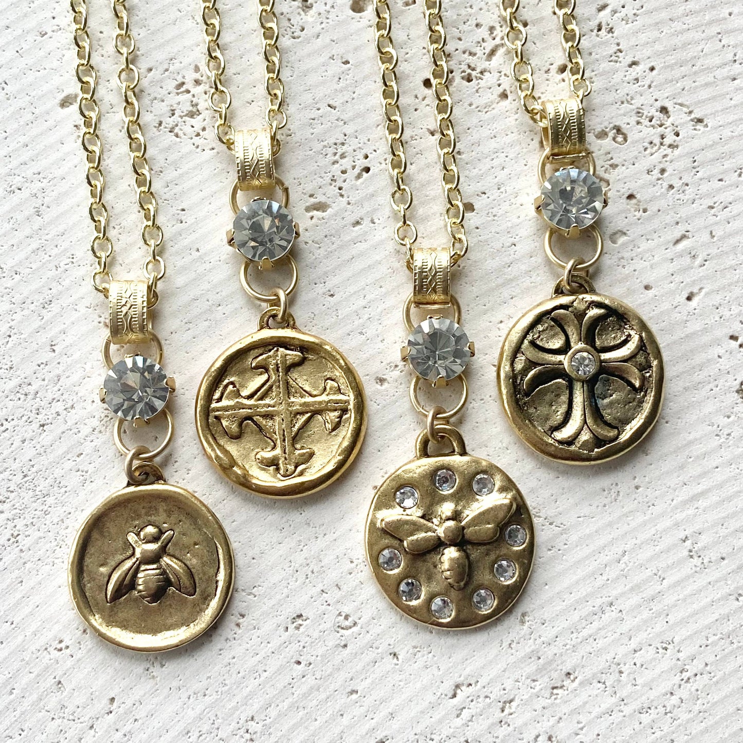 Cross bee serenity cross jewelry  French jewelry  stone