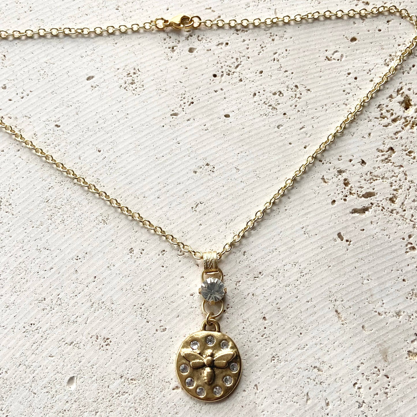 Cross bee serenity cross jewelry  French jewelry  stone