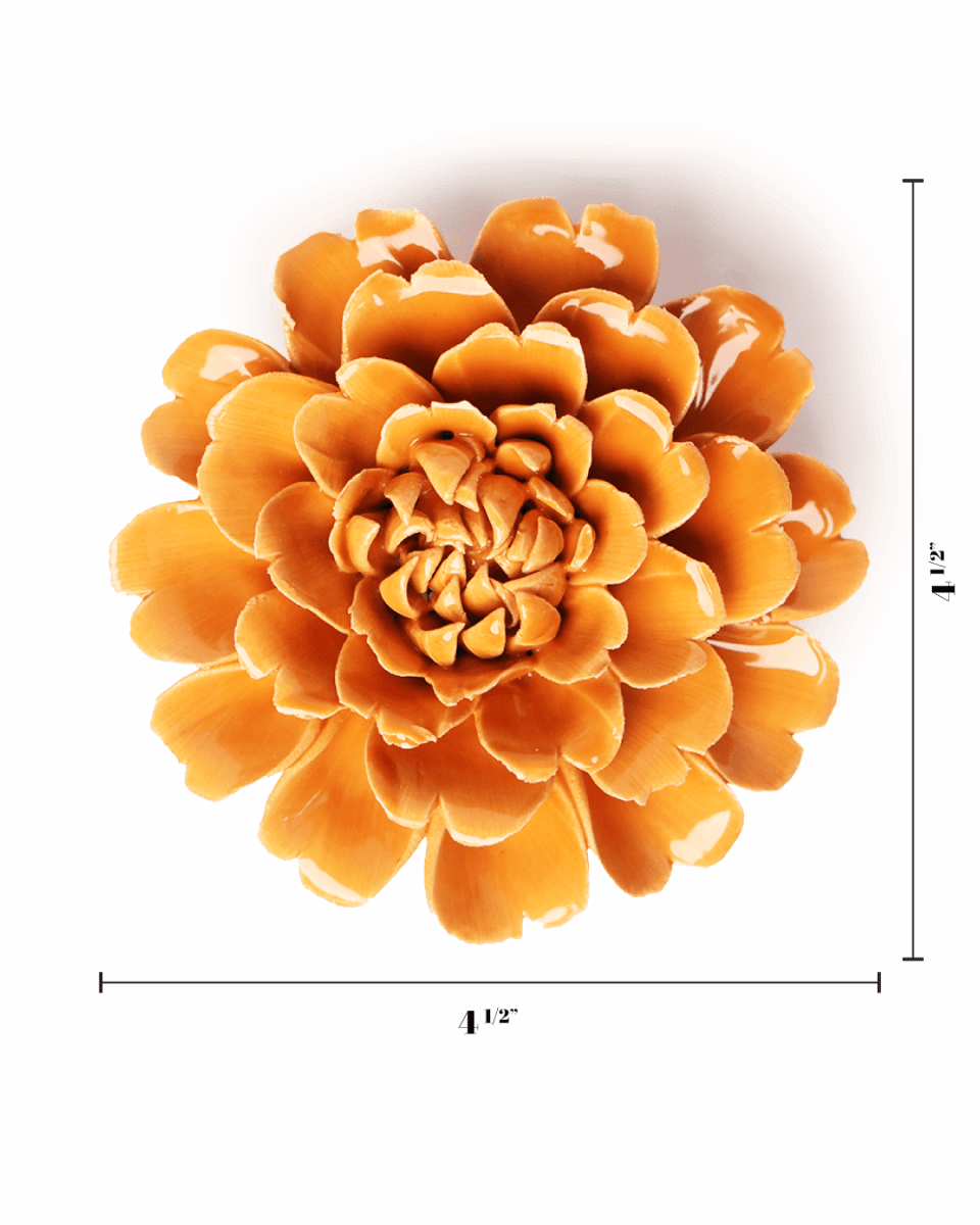 Orange Fiesta Marigold Fall Decor Ceramic Flower