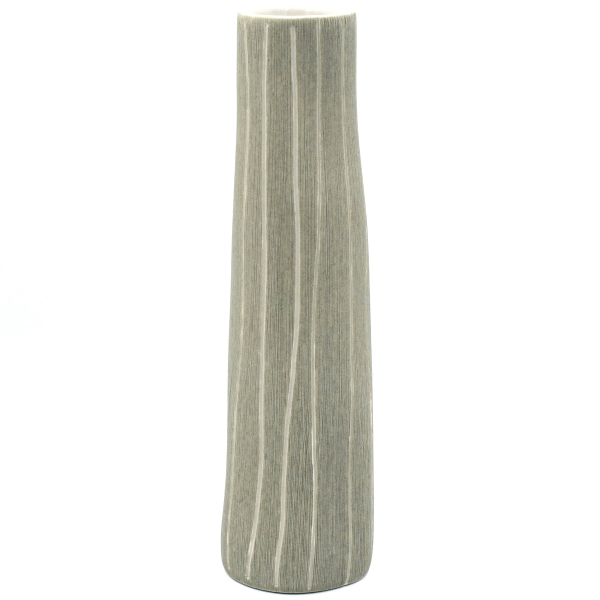 Handcrafted Grey & White Striped Porcelain Vase