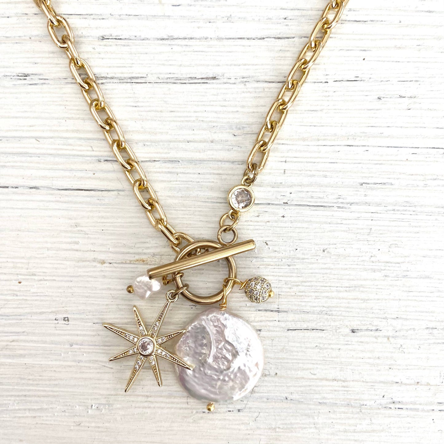 Fresh water pearl star gold boutique necklace trendy jewelry