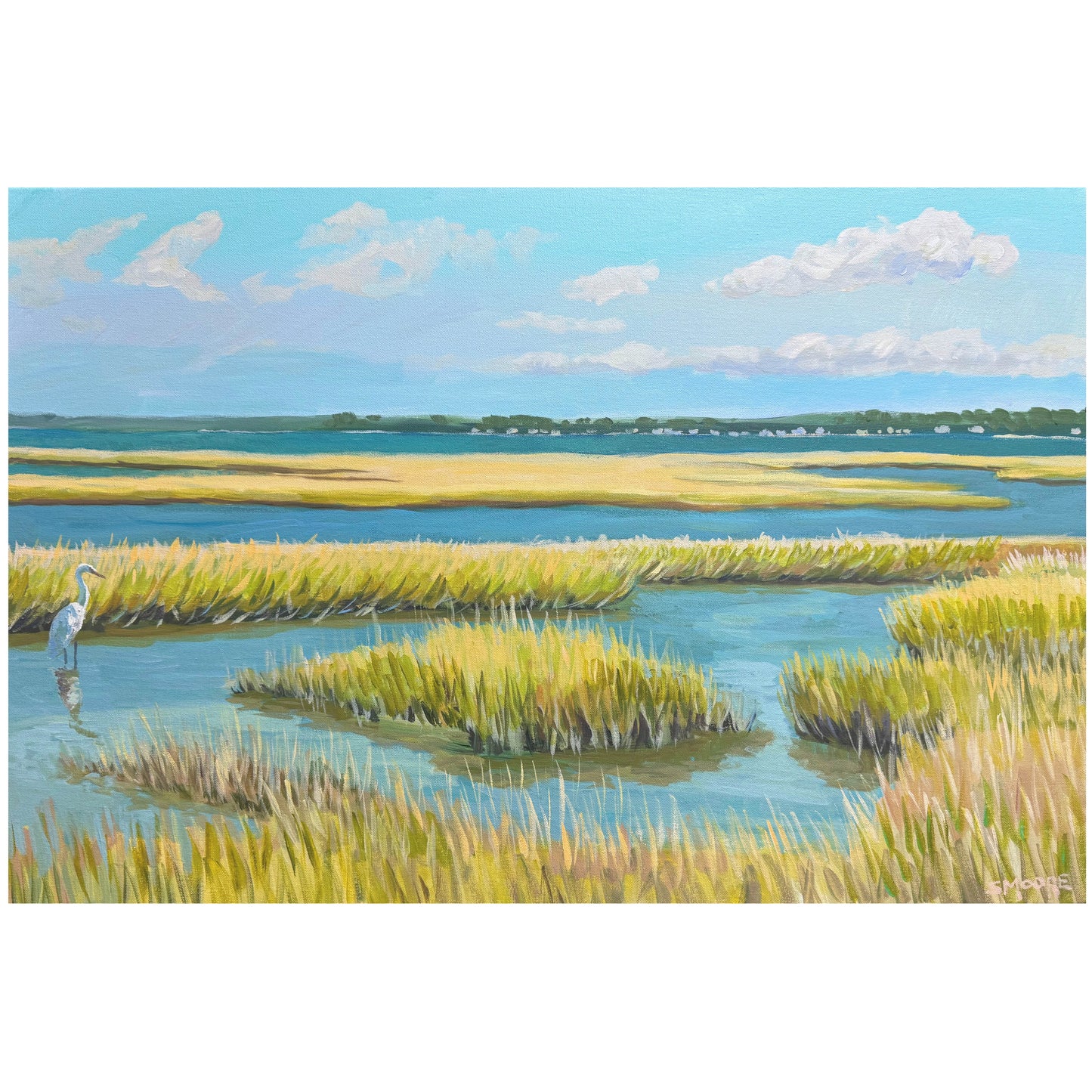 HAYSTACKS MARSH WITH EGRET by Stephen Moore