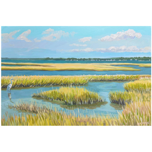 HAYSTACKS MARSH WITH EGRET by Stephen Moore