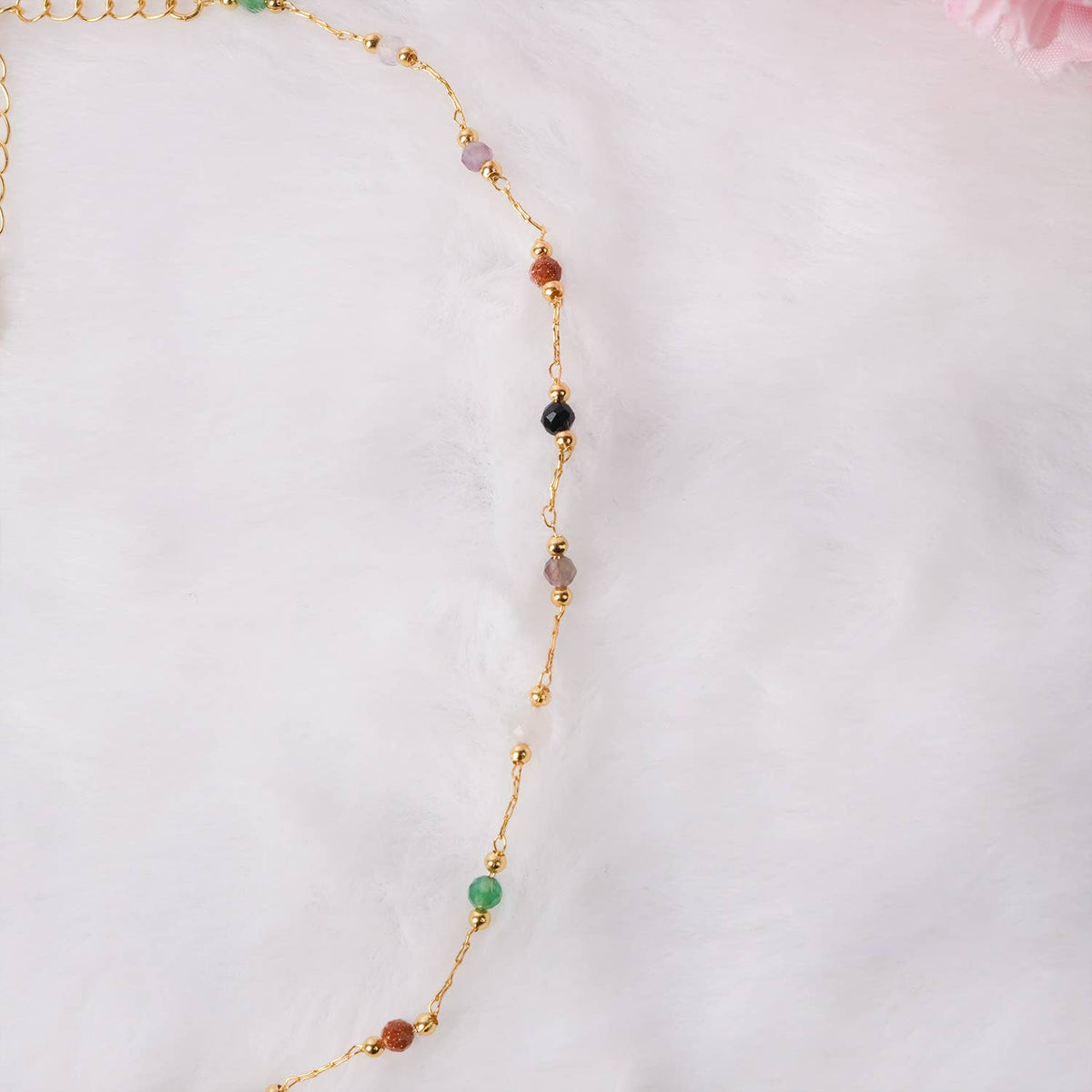 Elegant 18K Real Gold Plated Natural Tourmaline Necklace