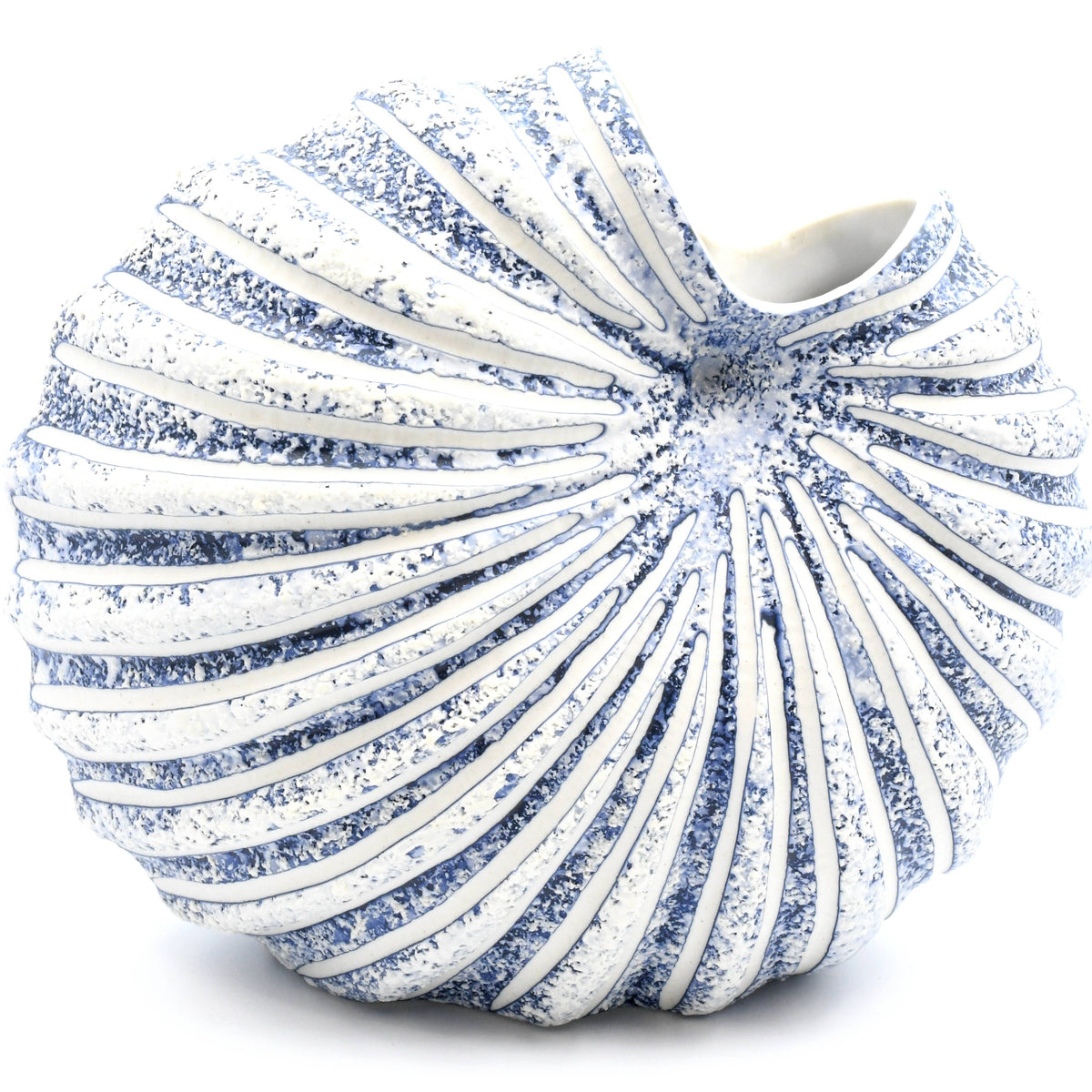 Handcrafted Blue White Shell Porcelain Vase 5.75"