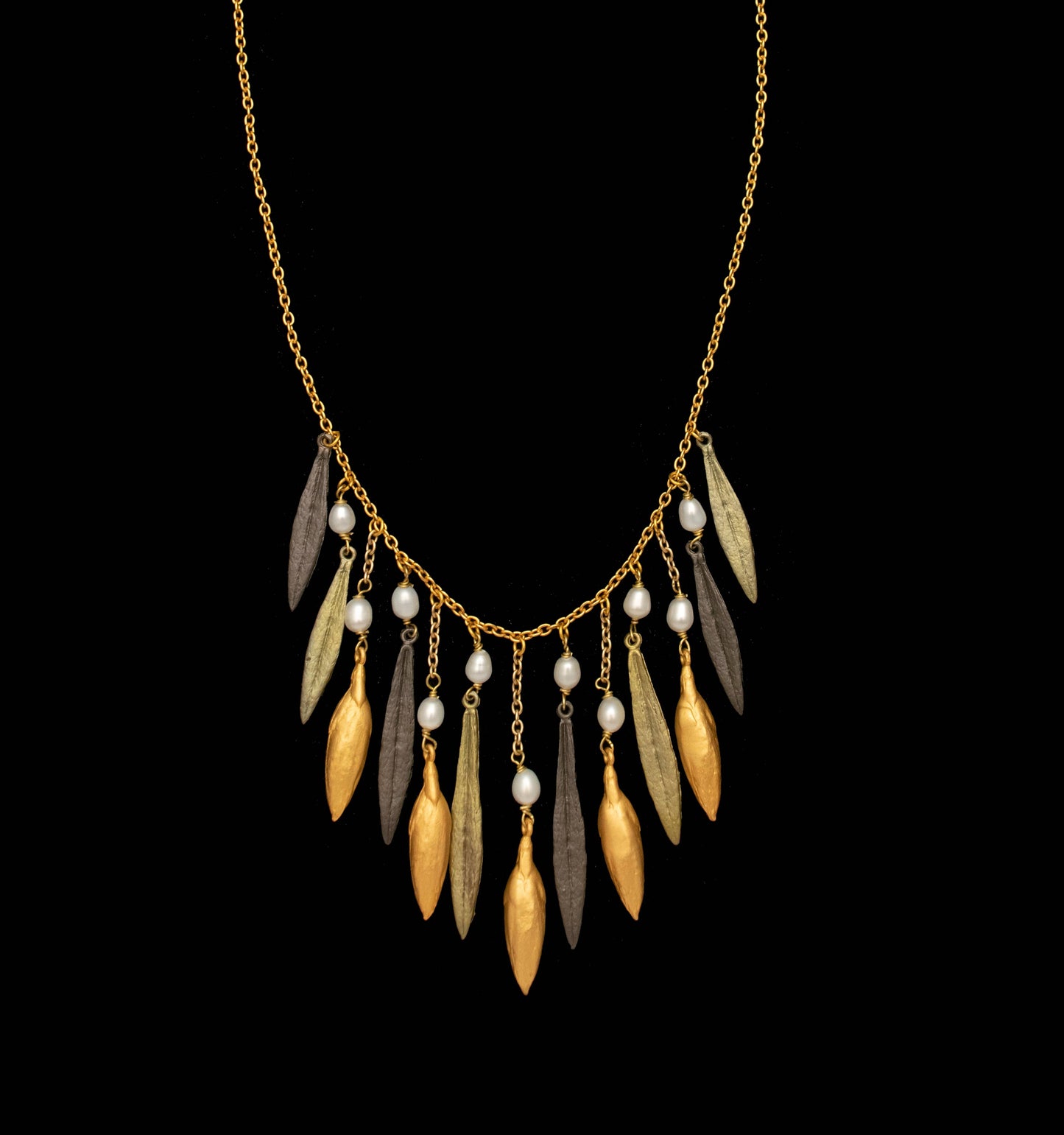 Leaf & Bud Statement Necklace - 16" Adj.