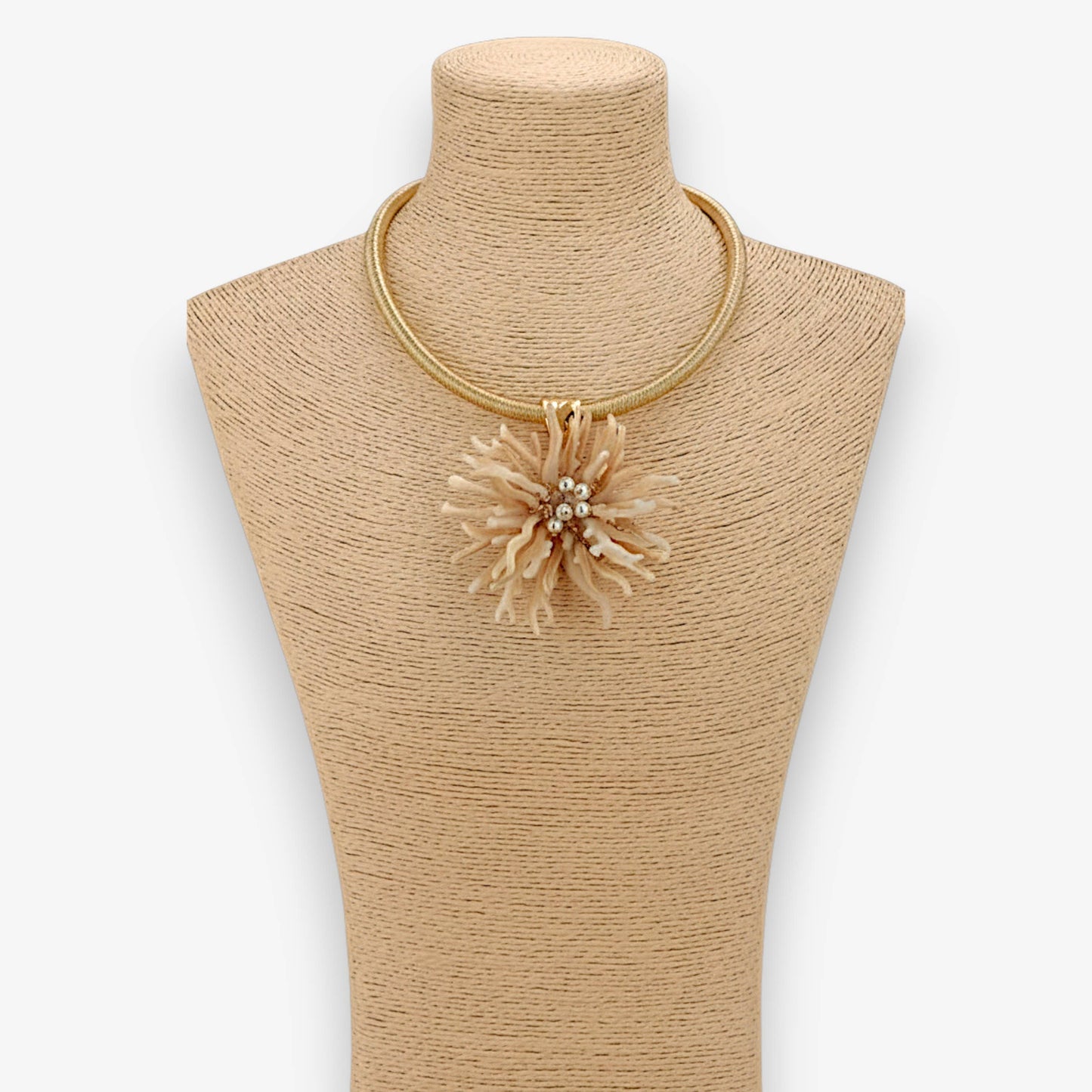 Coral Flower Collar Necklace | Handmade Statement Jewelry