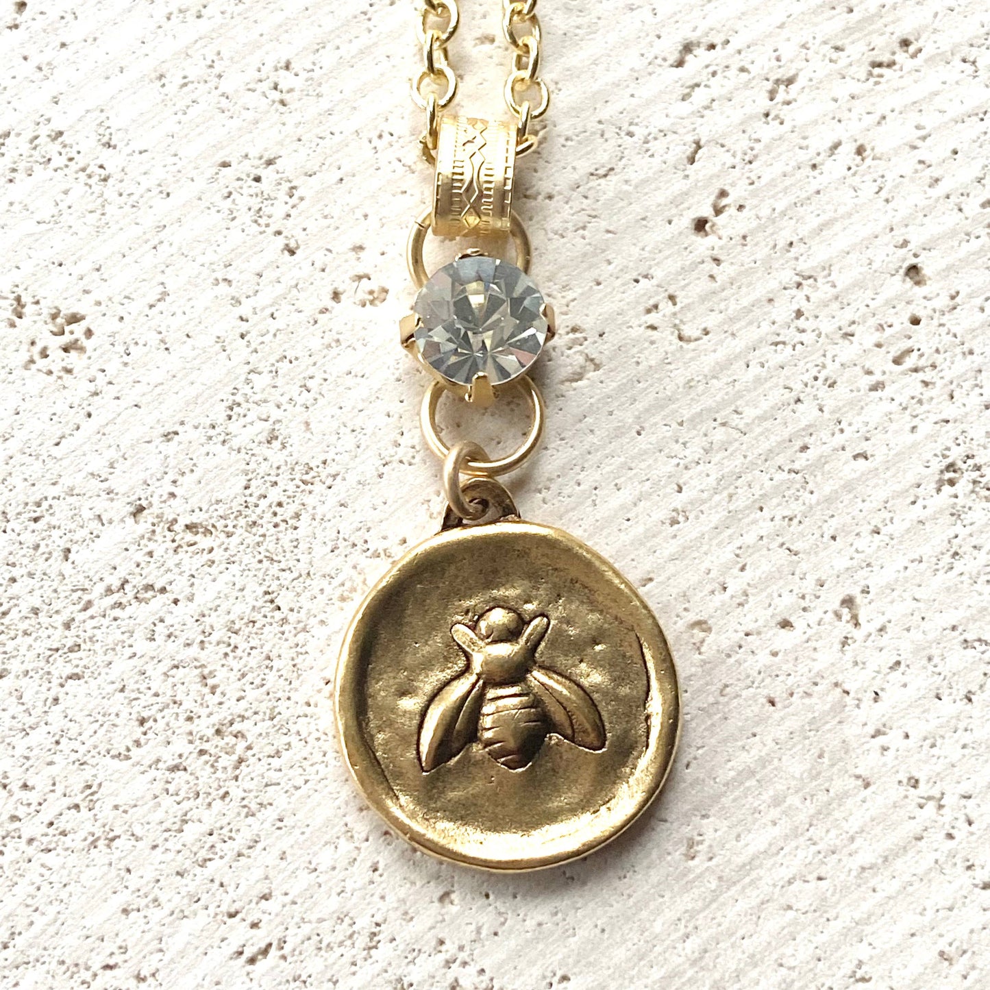 Cross bee serenity cross jewelry  French jewelry  stone