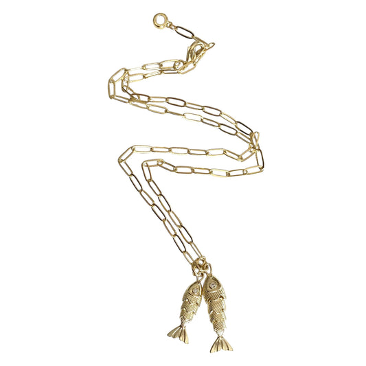 Double lucky goldfish pendant necklace 