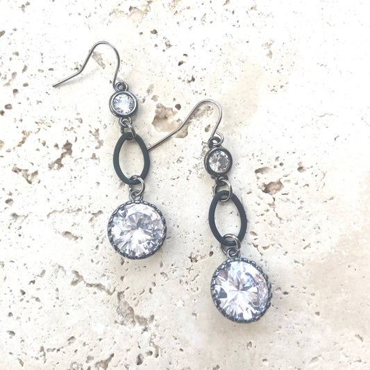 Crystal matte black earrings