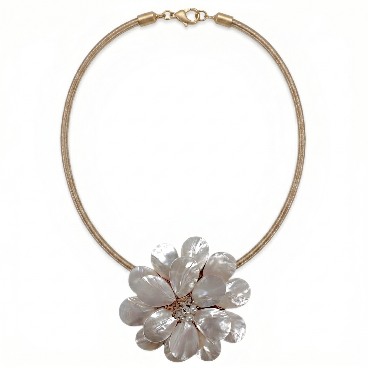 Coastal Pearl Shell Flower Necklace | Fall Statement Jewelry
