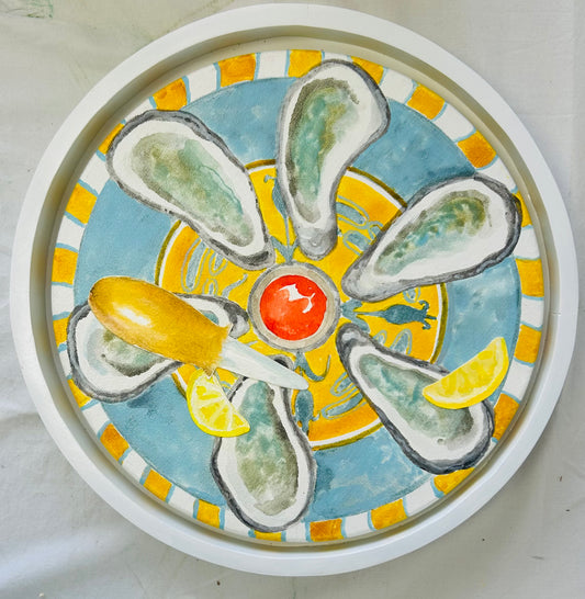 “Framed Yellow & Blue Plate Oysters” by Garland Mattox