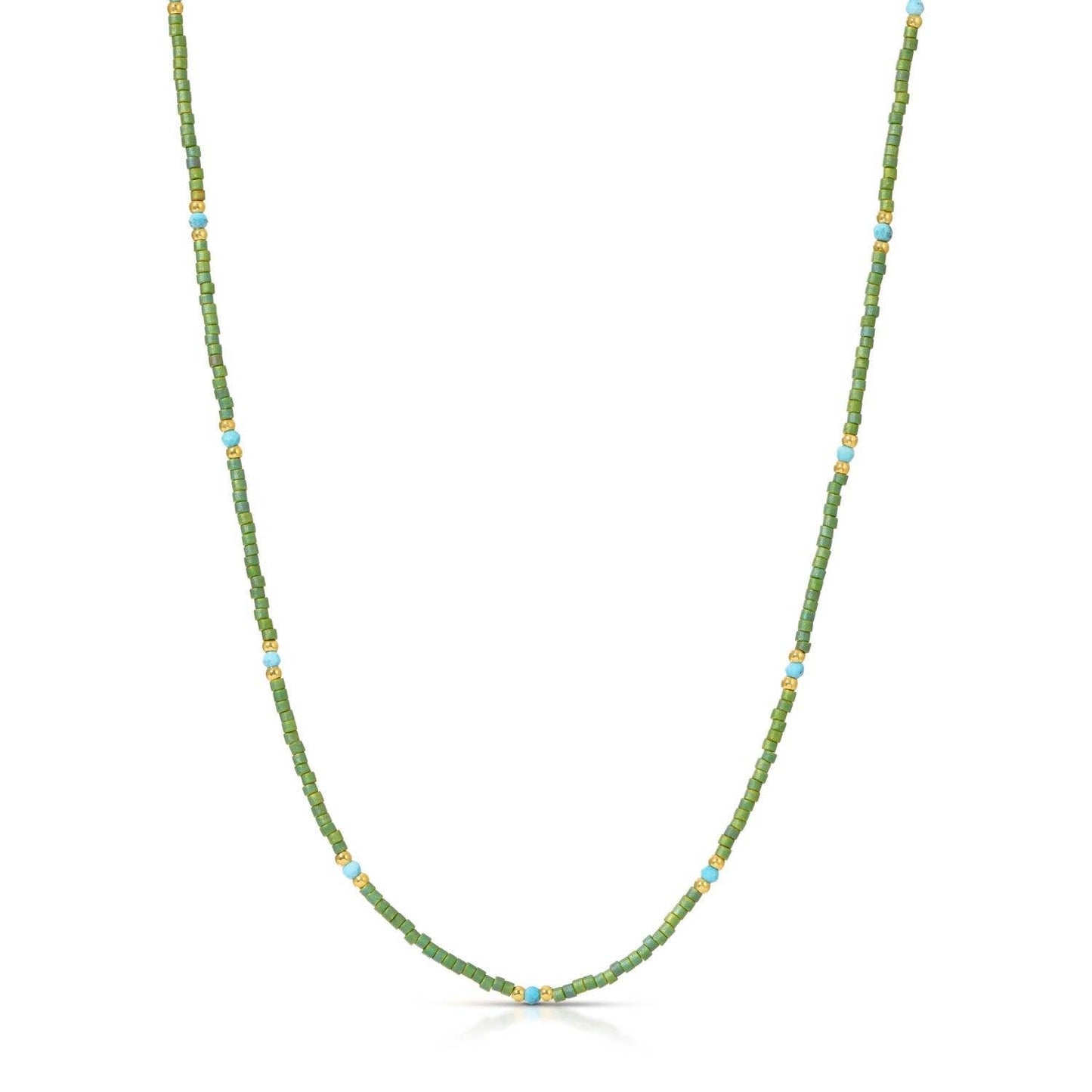 Miyuki Delica and 2mm Stone Necklace - Assorted