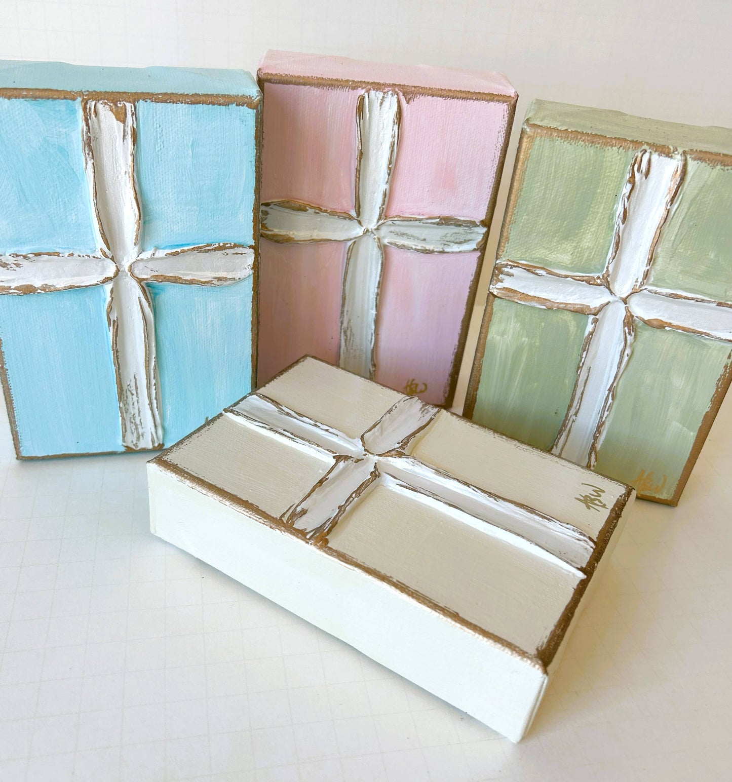 Pearl Cross |  nursery wedding mothers day easter: Powder blue / 4x6 wood block