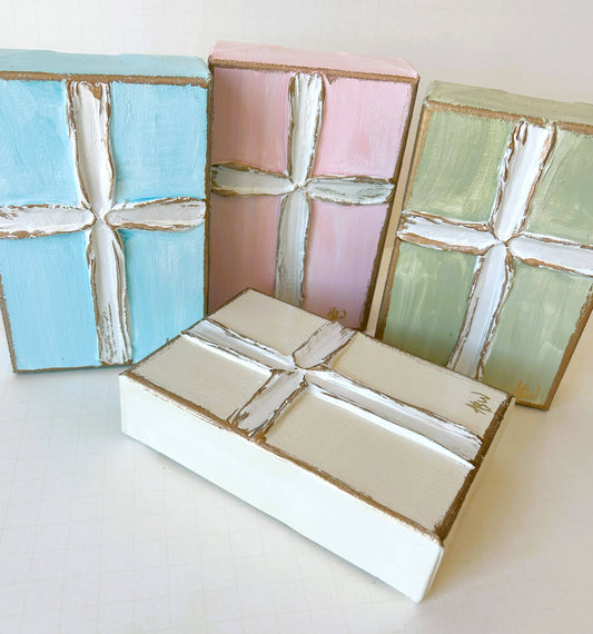 Pearl Cross |  nursery wedding mothers day easter: Powder blue / 4x6 wood block