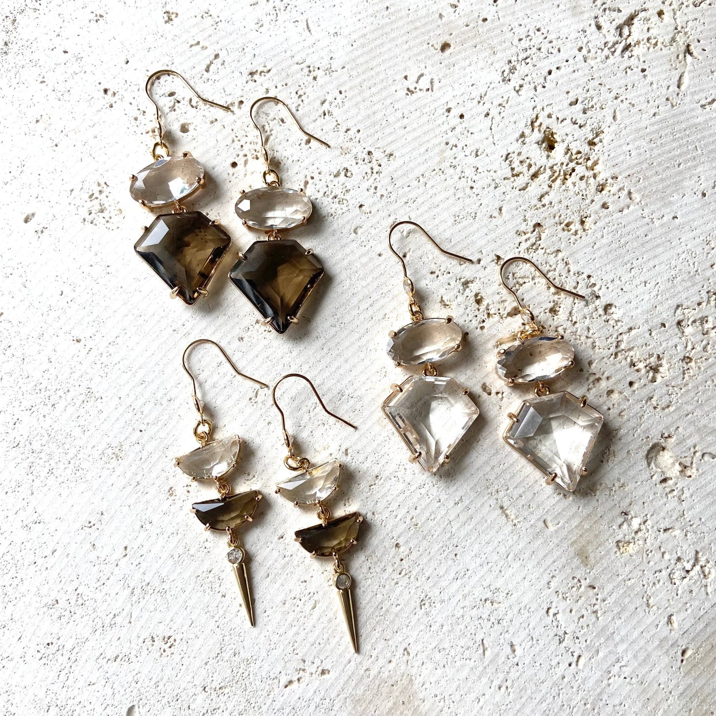 Fall Gemstone Drop Statement Earrings – Mixed Crystal Styles