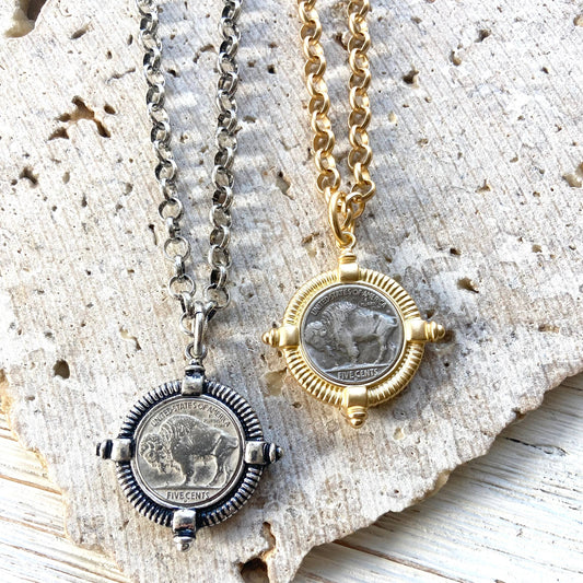 Buffalo coin necklace  Montana Colorado Idaho jewlery